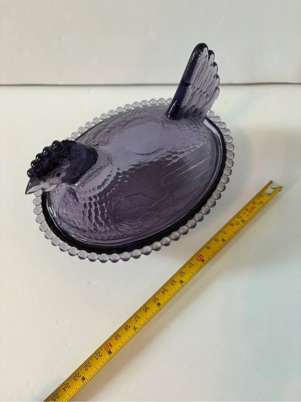 Purple Glass Hen on Nest Covered Dish - Decorative Serving Bowl